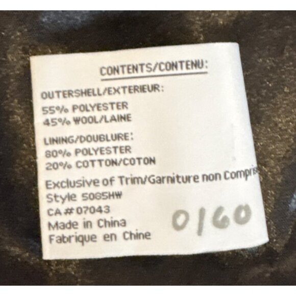 Pizazz Coat Black Wool Blend Womens Size 14 With Button Closure & Pleated Design - Picture 6 of 8